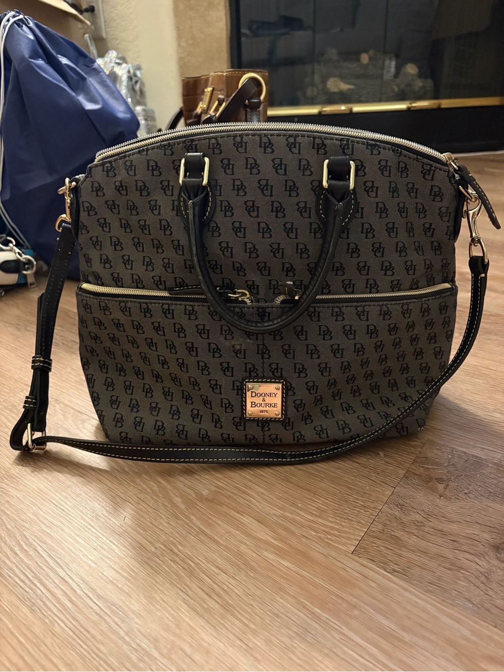 Dooney & Bourke Brown and Black Signature Dome Satchel